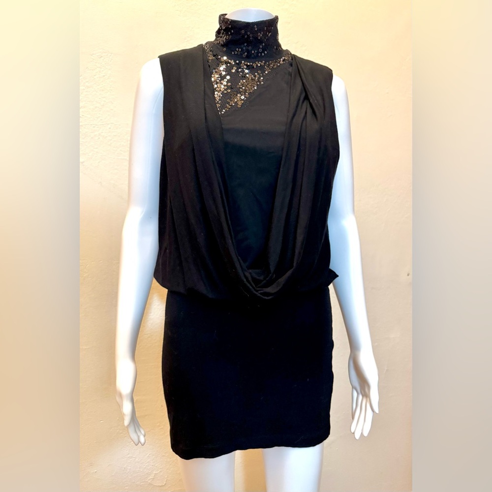Pinko Black Mini Dress with Sequin Detail – Size Small